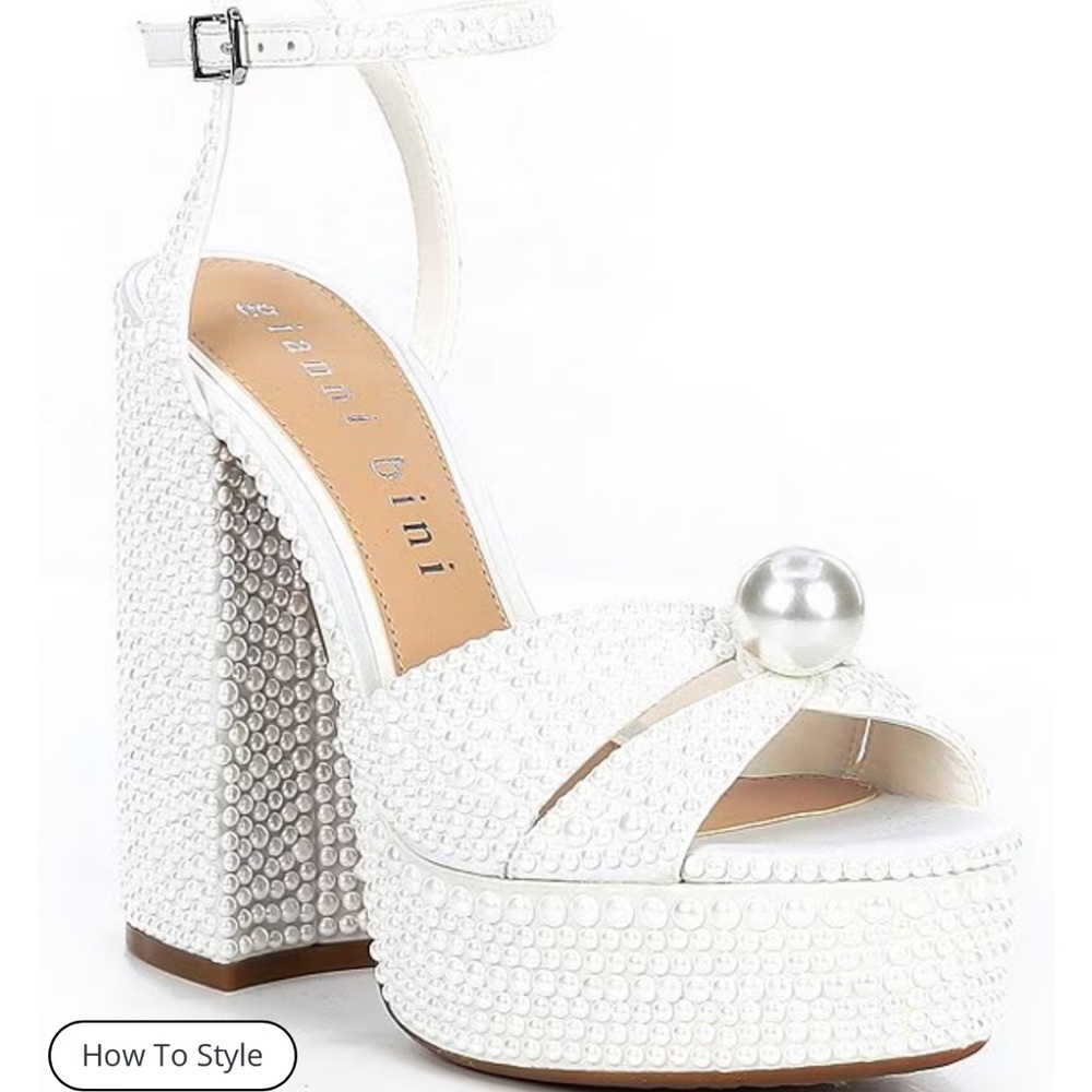 Kemara Two Open Toe Embellished Pearl Studded Platform Sandals